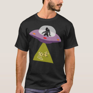 Bigfoot Yeti Sasquatch drijft alien UFO ontvoeren T-shirt