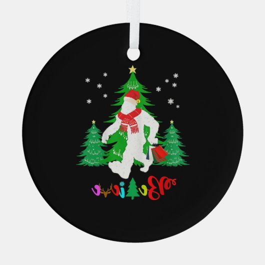 Bigfoot Yeti Sasquatch Kerstmis Geloof Kerstmis Glas Ornament (Achterkant)