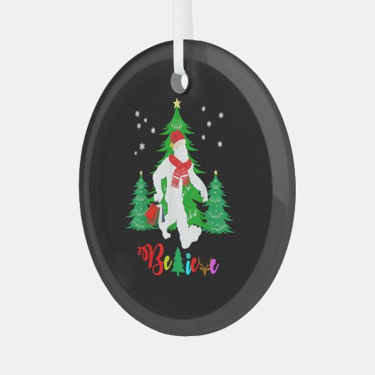 Bigfoot Yeti Sasquatch Kerstmis Geloof Kerstmis Glas Ornament (Voorkant links)