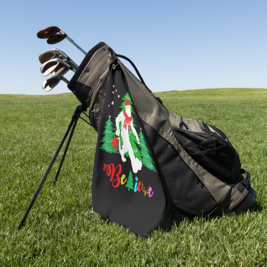 Bigfoot Yeti Sasquatch Kerstmis Geloof Kerstmis Golfhanddoek (Groen)