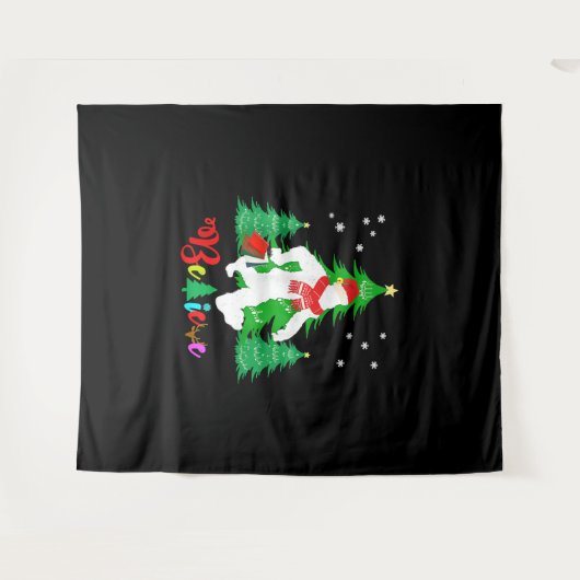 Bigfoot Yeti Sasquatch Kerstmis Geloof Kerstmis Wandkleed (Voorkant (horizontaal))
