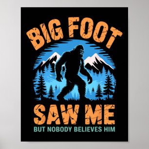 Bigfoot Zag Me Grappig Sasquatch Retro Grote Voet Poster