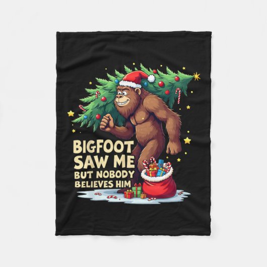 Bigfoot zag me, maar niemand gelooft hem met Kerst Fleece Deken (Voorkant)