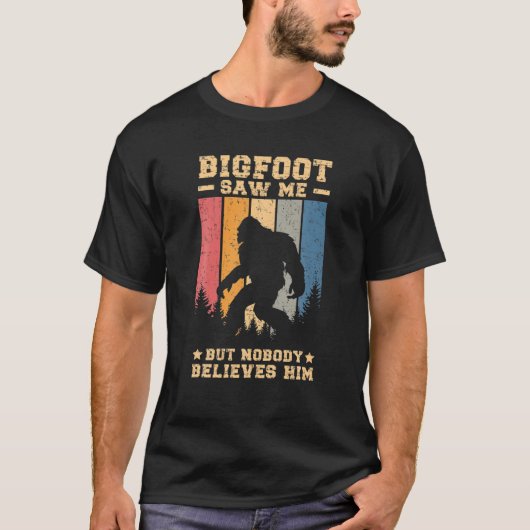 Bigfoot zag me maar niemand gelooft hem, Retro Dis T-shirt (Voorkant)