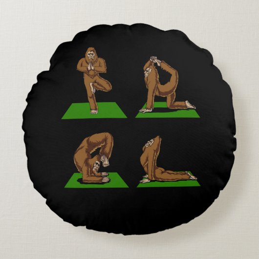 Bigfoot Zen Yoga Poses Funny Fantasy Rond Kussen (Voorkant)