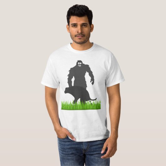 Bigfoot zijn hond uitlaten t-shirt (Voorkant volledig)