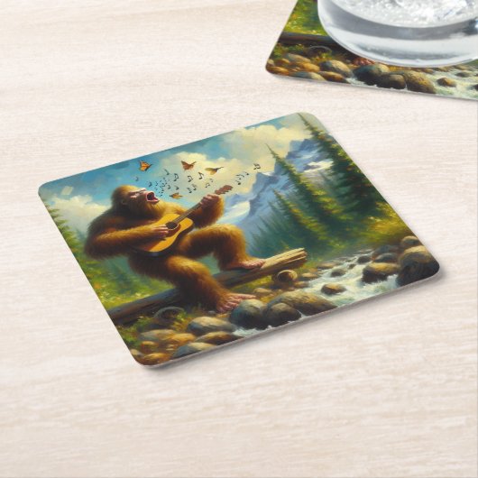 Bigfoot zingen kartonnen onderzetters (Schuin)