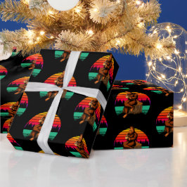 Bigfoot Zonsondergang Koffiepauze Grappige Sasquat Cadeaupapier
