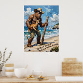 Bigfoot's Beach Haul: een hert en een stok Poster (Keuken)
