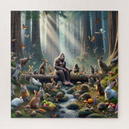 Bigfoot's Boswandeling in het Woud Natuur Dieren Legpuzzel