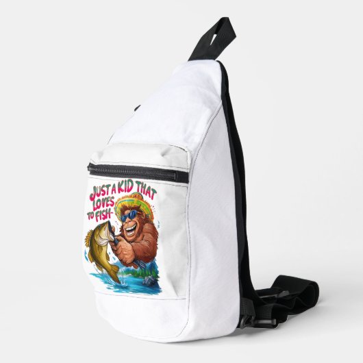 Bigfoots Gewoon een kind dat houdt van vissen Sling Bag (Rechterhoek)