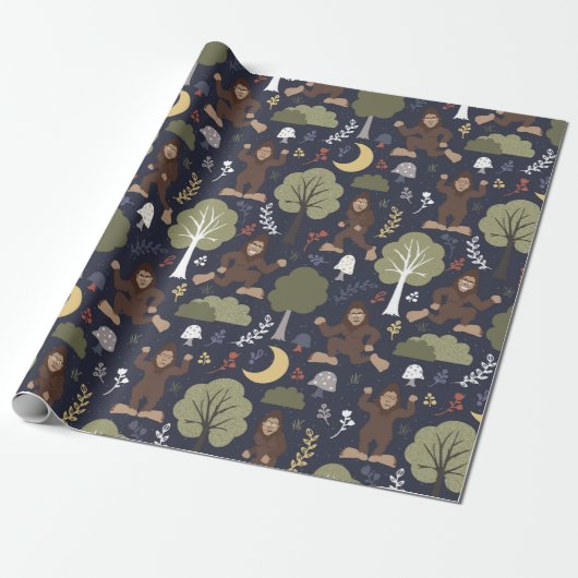 Bigfoot's Midnight Forest Adventure Cadeaupapier (Uitgerold)