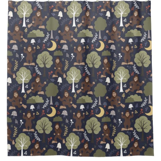Bigfoot's Midnight Forest Adventure Douchegordijn (Voorkant)