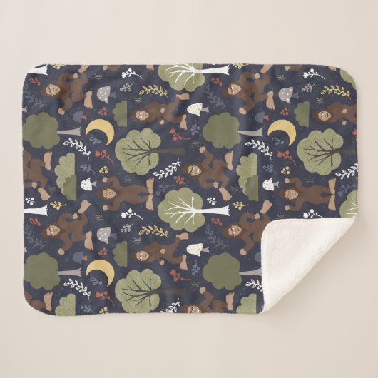 Bigfoot's Midnight Forest Adventure Sherpa Deken (Voorkant (horizontaal))