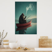 Bigfoot's Serene Vist Retreat: Mystical Lake Poster (Keuken)