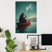 Bigfoot's Serene Vist Retreat: Mystical Lake Poster (Thuiskantoor)