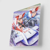 Biggen die de wandklok van de auto besturen (Hoek)