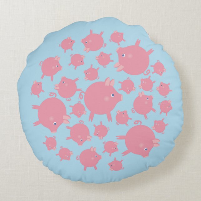 Biggen Explosie Ronde Kussen (blauw) (Achterkant)