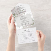 Biggen Grijze roze roze Waterverf All In One Uitnodiging (Afscheurbaar)