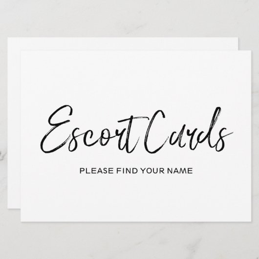 Biggen met "Escort cards" | Stijlvol papier Kaart (Voorkant / Achterkant)