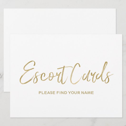 Biggen met "Escort cards" | Stijlvolle Golden Kaart (Voorkant / Achterkant)