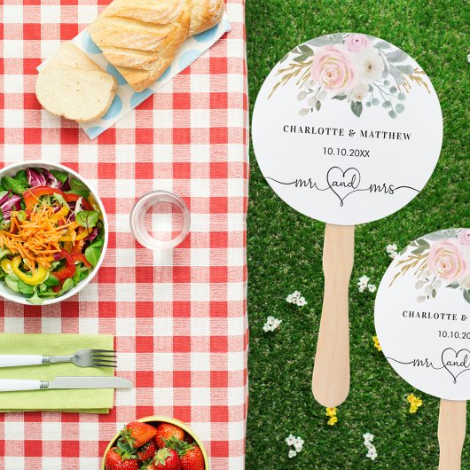 Biggen met het hartscript blush floral white handwaaier