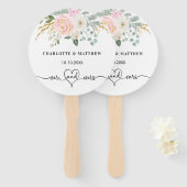 Biggen met het hartscript blush floral white handwaaier (Voorkant en achterkant)