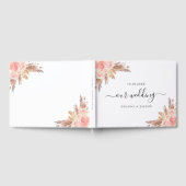 Biggen met roze spoelroos roos goud gastenboek (Volledig)