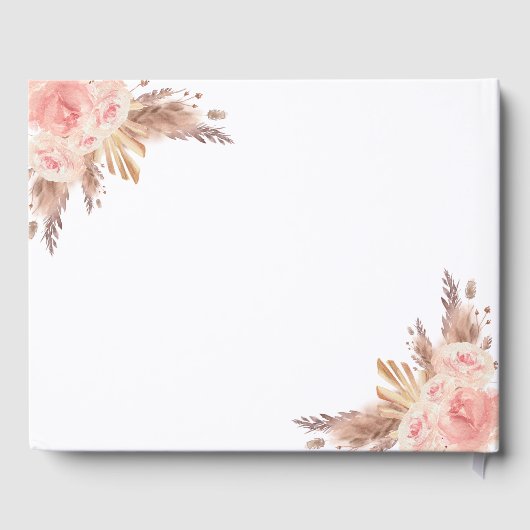 Biggen met roze spoelroos roos goud gastenboek (Achterkant)