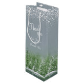 Biggen met winterdenbomen groene grijze kunst beda wijn cadeautas (Voorkant Gekanteld)