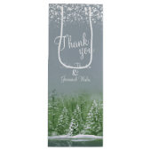 Biggen met winterdenbomen groene grijze kunst beda wijn cadeautas (Voorkant)