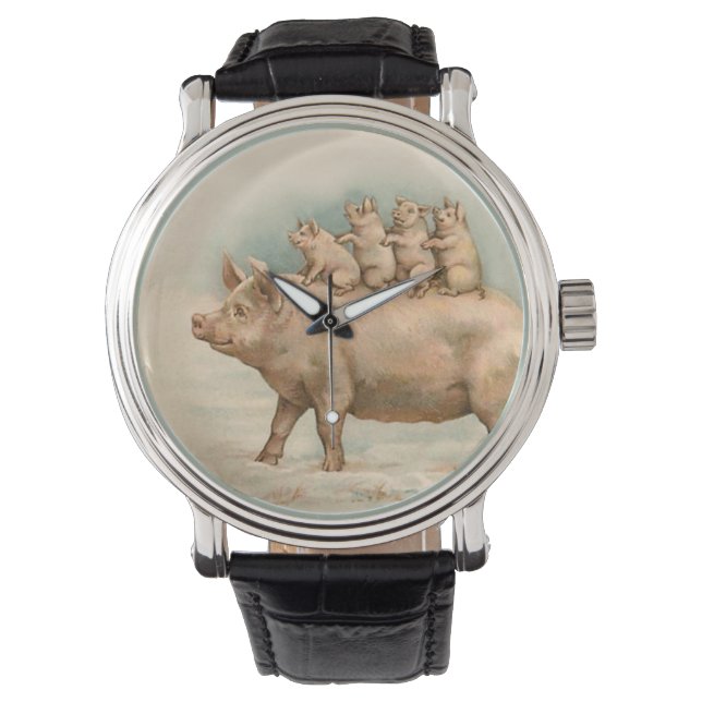 Biggen nemen een ritje - Leuk  horloge (Voorkant)