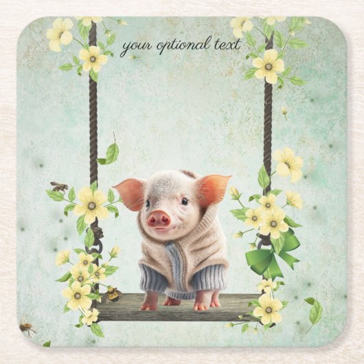 Biggen op een schommel kartonnen onderzetters (Voorkant)