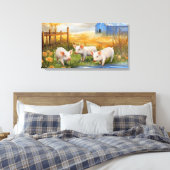 Biggen op het Boerderij Canvas Afdruk (Insitu (Slaapkamer))