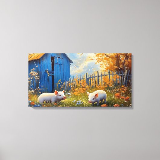 Biggen op het Boerderij Canvas Afdruk (Voorkant)