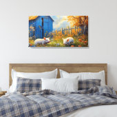Biggen op het Boerderij Canvas Afdruk (Insitu (Slaapkamer))