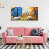 Biggen op het Boerderij Canvas Afdruk (Insitu (Woonkamer))