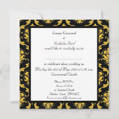Biggen Uitnodiging Monogram Damask Yellow Back (Achterkant)