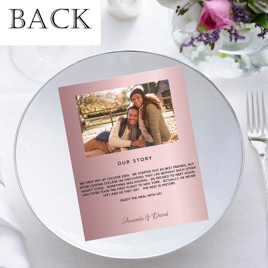 Biggenmenu roze florale stoffige roos gouden foto