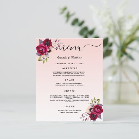 Biggenmenu wazig roze roze roodbruine bruinbloemal (Staand voorkant)