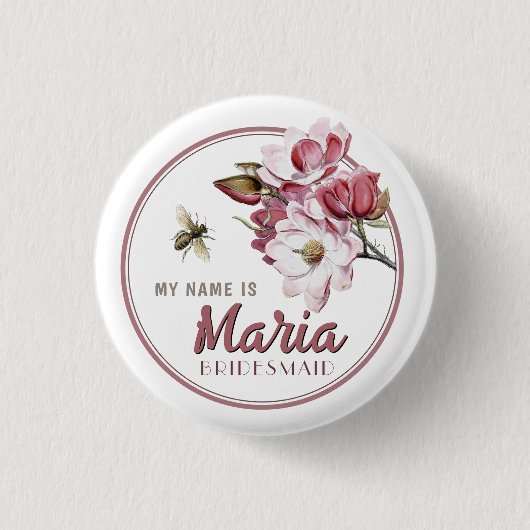 Biggenpartijnaammarkering Bloedvat Bridesmaid Ronde Button 3,2 Cm (Voorkant)
