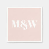 Biggenroze monogram aangepast initiaal papier servet (Voorkant)