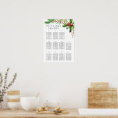 Biggenspreidingsschema bruiloft botanisch rood gro poster (Keuken)