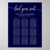 Biggenstoelenkaart marineblauw zilver poster (Voorkant)