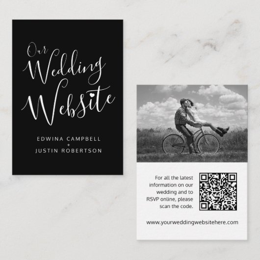Biggenwebsite zwart wit hart QR-code Informatiekaartje (Voorkant / Achterkant)