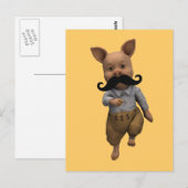 biggetje met snor briefkaart (Voorkant / Achterkant)