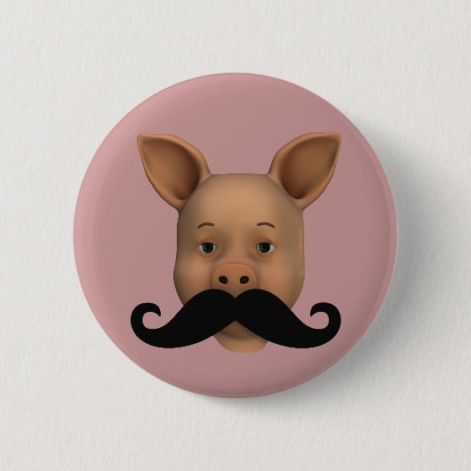 biggetje met snor ronde button 5,7 cm (Voorkant)