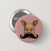biggetje met snor ronde button 5,7 cm (Voorkant /achterkant)