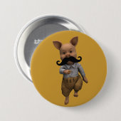 biggetje met snor ronde button 7,6 cm (Voorkant /achterkant)