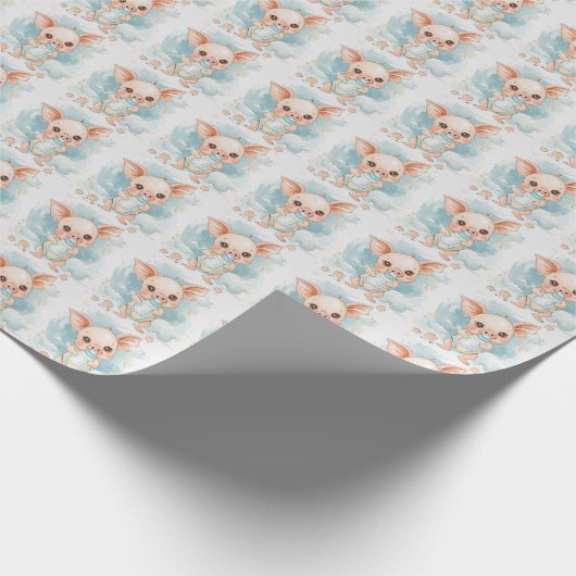 Biggetje Schattige Baby Pastel Waterverf Patroon Cadeaupapier (Hoek)